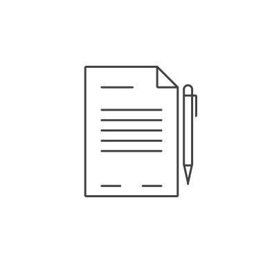 Sözleşme ince çizgi simgesi, belge Anahat vektör logo illüstrasyon, doğrusal piktogram beyaz izole