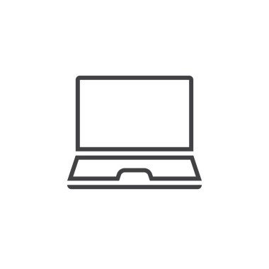 Dizüstü satırı simgesi, mobil bilgisayar Anahat vektör logo, doğrusal piktogram beyaz, piksel mükemmel illüstrasyon izole