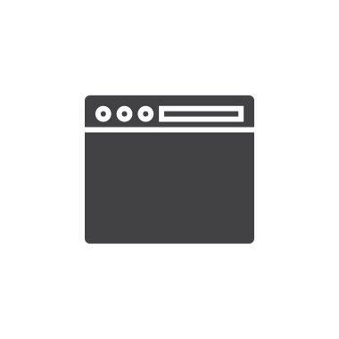 Tarayıcı penceresi simge vektör, düz işareti, beyaz, logo illüstrasyon izole katı piktogram dolu