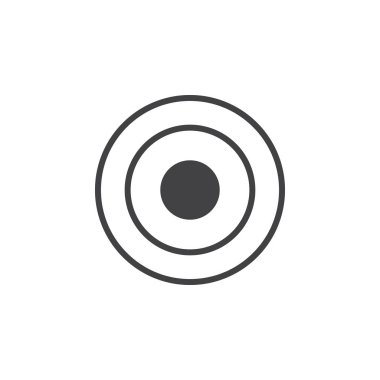 Bullseye simge vektör, hedef katı logo illüstrasyon, üzerinde beyaz izole piktogram