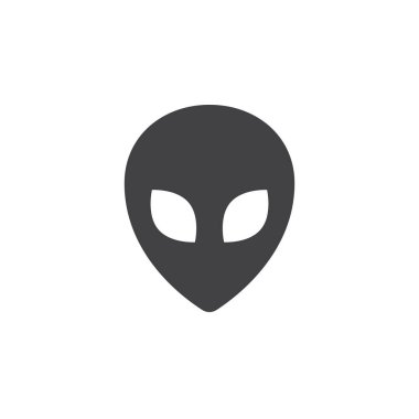 Uzaylı simge vektör, katı logo illüstrasyon, üzerinde beyaz izole piktogram