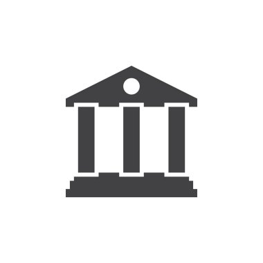 Banka simge vektör, katı logo, beyaz, piksel mükemmel illüstrasyon izole piktogram