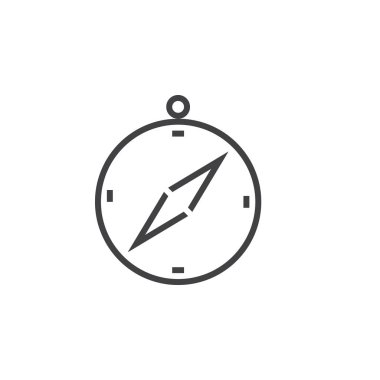 Pusula satırı simgesi, Anahat vektör logosu, doğrusal piktogram beyaz, piksel mükemmel illustratio izole