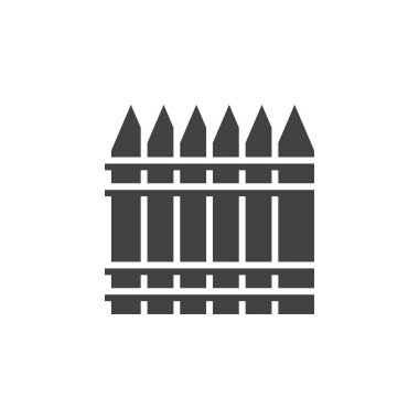 ahşap çit simge vektör, korkuluk dolu düz işareti, beyaz, logo illüstrasyon izole katı piktogram