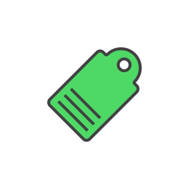 Fiyat etiketi satırı simgesi, doldurulmuş Anahat vektör işareti, üzerinde beyaz izole doğrusal renkli sembol. Logo illüstrasyon