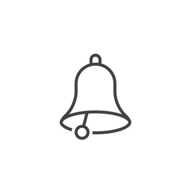 Bell satırı simgesi, Anahat vektör logosu, doğrusal piktogram beyaz, piksel mükemmel illüstrasyon izole