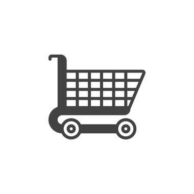 Alışveriş sepeti simge vektör, düz işareti, beyaz, logo illüstrasyon izole katı piktogram dolu