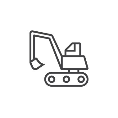 Ekskavatör, Paletli Kazıcı satır simgesi, Anahat vektör işareti, doğrusal piktogram beyaz izole. Logo illüstrasyon