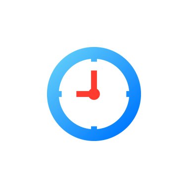 Saat simge vektör, zaman katı logo illüstrasyon, renkli sembol üzerinde beyaz izole