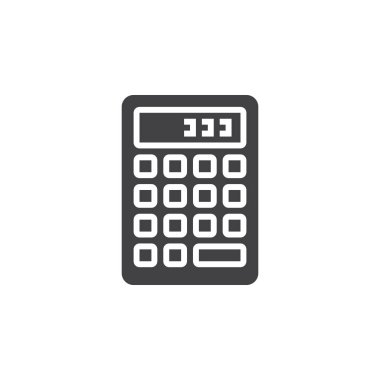 hesap makinesi simge vektör, düz işareti, beyaz, logo illüstrasyon izole katı piktogram dolu