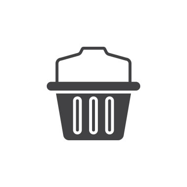 Alışveriş sepeti simge vektör, düz işareti, beyaz, logo illüstrasyon izole katı piktogram dolu