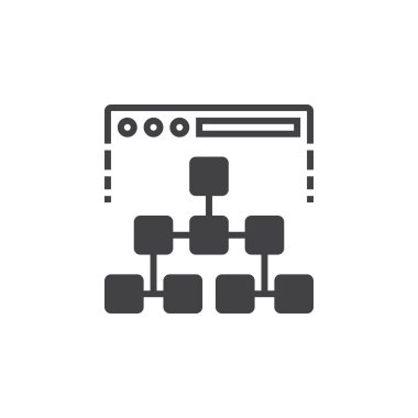 Site Haritası simge vektör, dolu düz işareti, beyaz, logo illüstrasyon izole katı piktogram