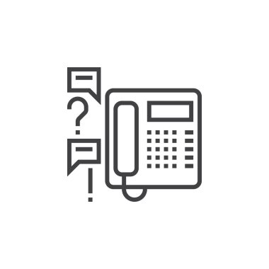 Çağrı merkezi satırı simgesi, destek anahat vektör logo illüstrasyon, doğrusal piktogram beyaz izole