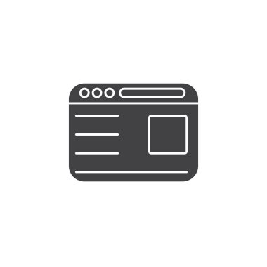 Web tarayıcı simge vektör, Web sayfası katı logo illüstrasyon, üzerinde beyaz izole piktogram