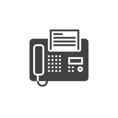 Faks simge vektör, telefaks katı logo illüstrasyon, üzerinde beyaz izole piktogram