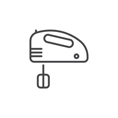 el mikseri satırı simgesi, anahat vektör işareti, doğrusal piktogram beyaz izole. logo illüstrasyon