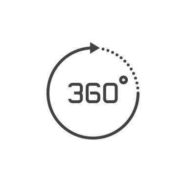 360 derece görünümü işareti. vektör simge, katı logo illüstrasyon, üzerinde beyaz izole piktogram