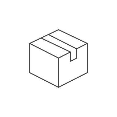 Teslimat kutusu ince çizgi simgesi, paket Anahat vektör logo illüstrasyon, doğrusal piktogram beyaz izole