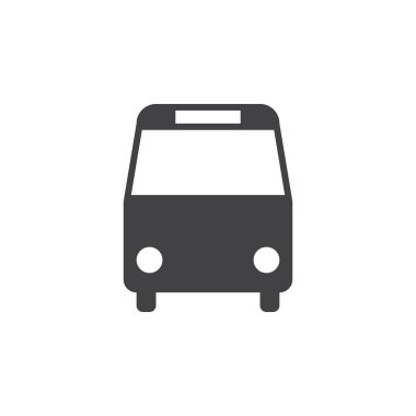 Otobüs simgesi vektörü, katı logo illüstrasyonu, beyaz üzerine izole edilmiş pictogram
