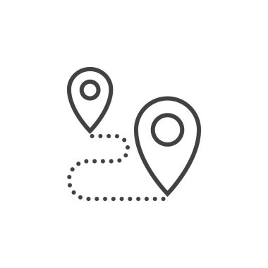 Rota satırı simgesi, konumu Anahat vektör logo illüstrasyon, doğrusal piktogram beyaz izole