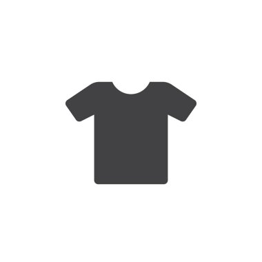 T-shirt simge vektör, giyim katı logo illüstrasyon, üzerinde beyaz izole piktogram