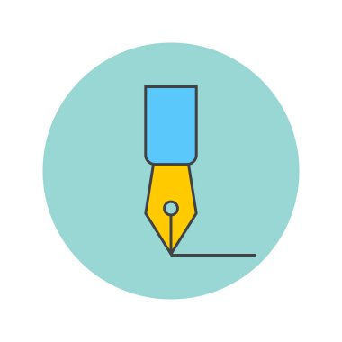 Dolma kalem ince çizgi simgesi, dolu yazma Anahat vektör logo illüstrasyon, üzerinde beyaz izole doğrusal renkli sembol