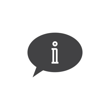 Bilgi balonu simge vektör, düz işareti, beyaz, logo illüstrasyon izole katı piktogram dolu