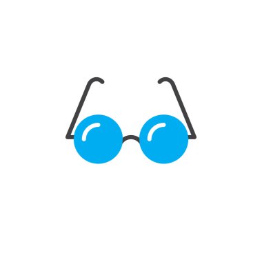 Gözlük simge vektör, katı logo, beyaz, piksel mükemmel illüstrasyon izole piktogram