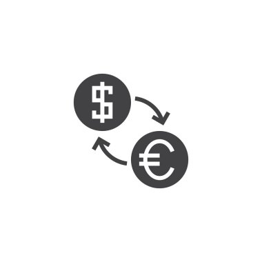 Döviz Alım Satım simge vektör, katı logo, beyaz, piksel mükemmel illustratio izole piktogram