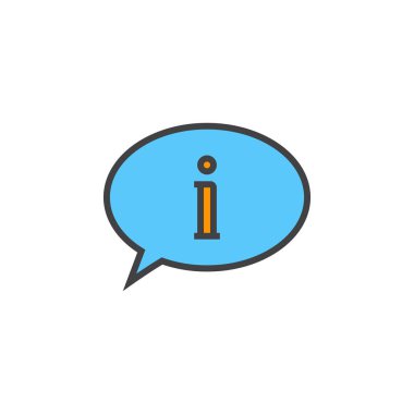 Bilgi balonu satırı simgesi, doldurulmuş Anahat vektör işareti, üzerinde beyaz izole doğrusal renkli sembol. Logo illüstrasyon