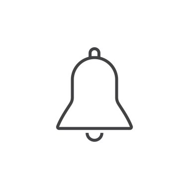 Bell satırı simgesi, alarm Anahat vektör logo illüstrasyon, doğrusal piktogram beyaz izole