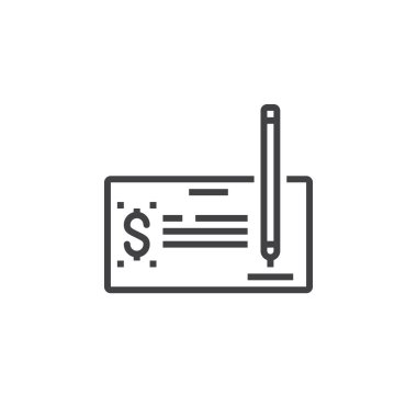 ödeme onay satırı simgesi, Anahat vektör işareti, doğrusal piktogram beyaz izole. Logo illüstrasyon