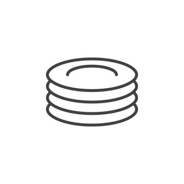 Kaplamalar, yemekler simgesi satır, anahat vektör işareti, doğrusal piktogram beyaz izole. logo illüstrasyon