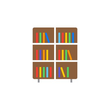 Kitaplık simge vektör, sağlam düz işareti, beyaz, logo illüstrasyon izole renkli sembol