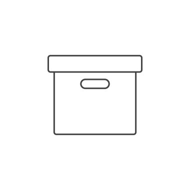 Office dosya kutusunda ince çizgi simgesini, arşiv Anahat vektör logo illüstrasyon, doğrusal piktogram beyaz izole