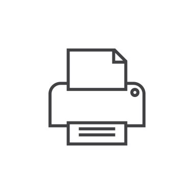 Yazıcı satırı simgesi, anahat vektör logo illüstrasyon, doğrusal piktogram beyaz izole