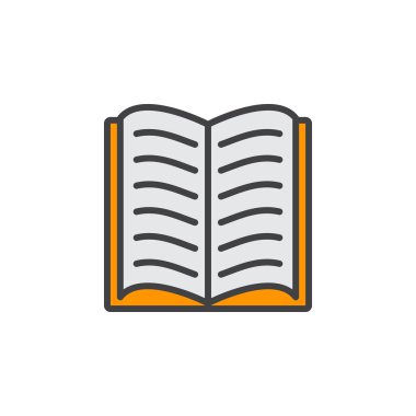 Kütüphane sembolünün. Kitap satırı simgesi, doldurulmuş Anahat vektör işareti, doğrusal piktogram beyaz izole. Logo illüstrasyon