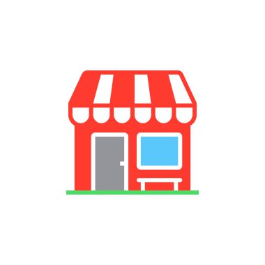 Salonu, pazar simge vektör, düz işareti, beyaz, logo illüstrasyon izole katı renkli sembol dolu