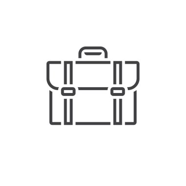 Evrak Çantası'nı satırı simgesi, anahat portföy vektör logosu, doğrusal piktogram beyaz, piksel mükemmel illustratio izole