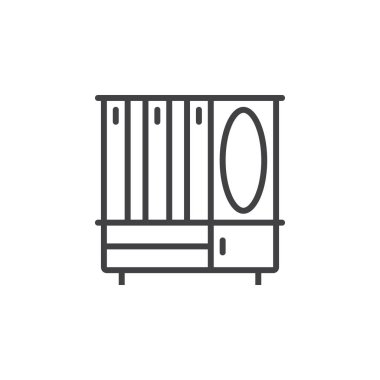 Hall ağaçların simgesi, Anahat vektör işareti, doğrusal piktogram beyaz izole. Logo illüstrasyon