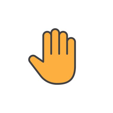 Palm, el satırı simgesi, Anahat vektör işareti, üzerinde beyaz izole doğrusal renkli sembol dolu. Logo illüstrasyon