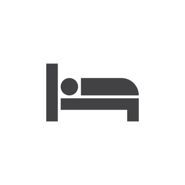 Yatak simge vektör, Otel Oda katı logo, beyaz, piksel mükemmel illüstrasyon izole piktogram