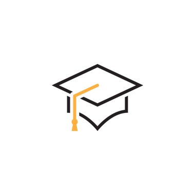 Mezuniyet kap satırı simgesi, anahat kolej vektör logosu, doğrusal piktogram beyaz, piksel mükemmel illüstrasyon izole