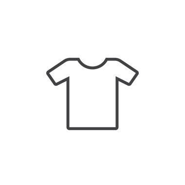 T-shirt satırı simgesi, giysi Anahat vektör logo illüstrasyon, doğrusal piktogram beyaz izole
