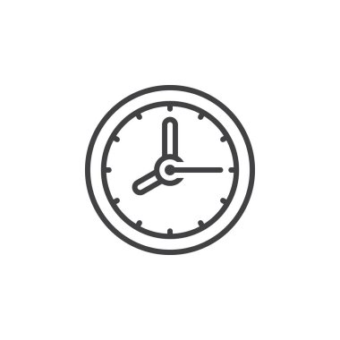 Saat satırı simgesi, Anahat vektör işareti, doğrusal piktogram beyaz izole. Logo illüstrasyon