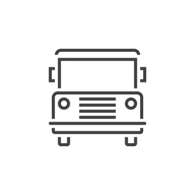 Otobüs satırı simgesi, toplu taşıma Anahat vektör logo, doğrusal piktogram beyaz, piksel mükemmel illustratio izole