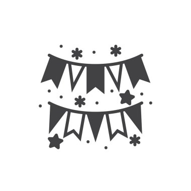 Kağıt garland simge vektör, dolu düz işareti, beyaz, logo illüstrasyon izole katı piktogram