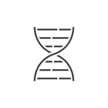 DNA satırı simgesi, anahat vektör logosu, doğrusal piktogram beyaz, piksel mükemmel illüstrasyon izole