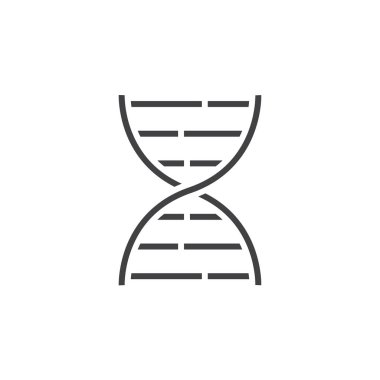 DNA satırı simgesi, anahat vektör logosu, doğrusal piktogram beyaz, piksel mükemmel illüstrasyon izole
