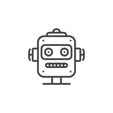 Robot zeka çizgisi simgesi, Anahat vektör işareti, doğrusal piktogram beyaz izole. Logo illüstrasyon